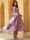 Lavender Colour Rayon Printed Kurti With Pant Dupatta Wholesale Online Aaradhna 2046